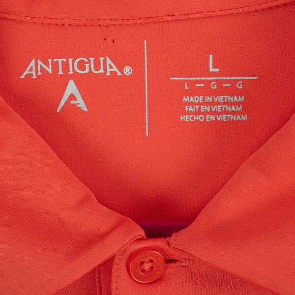 Antigua Men's Long Sleeve Polo 3-Button Pink Large Extra Button Side Vents Golf - Picture 3 of 10